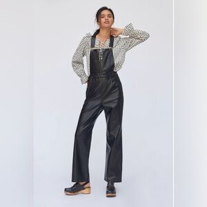 NWT Ave Les Filles Faux Black Leather Overalls